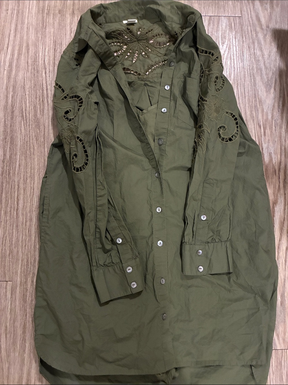 Sundance Olive Green Embroidered Cutout Utility Jacket